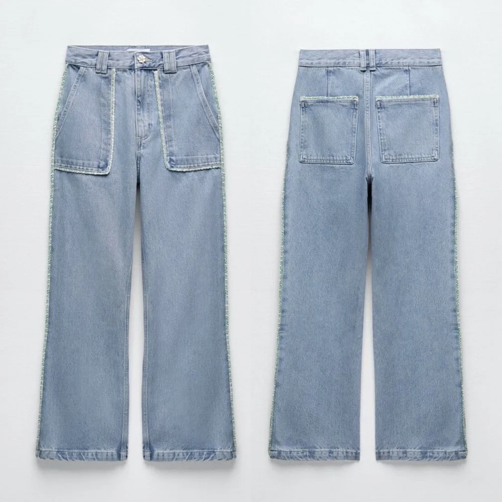 LAST🔥Zara Denim Matching 2 Piece Set! Stitch & Rhinestone Detail. - Picture 13 of 15